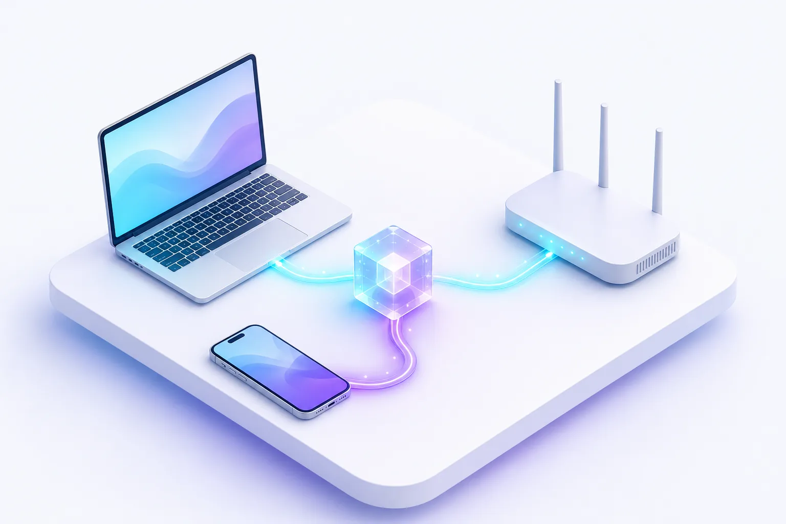 Clash rule-based routing diagram: traffic from laptops, phones, and routers flowing into the rule engine
