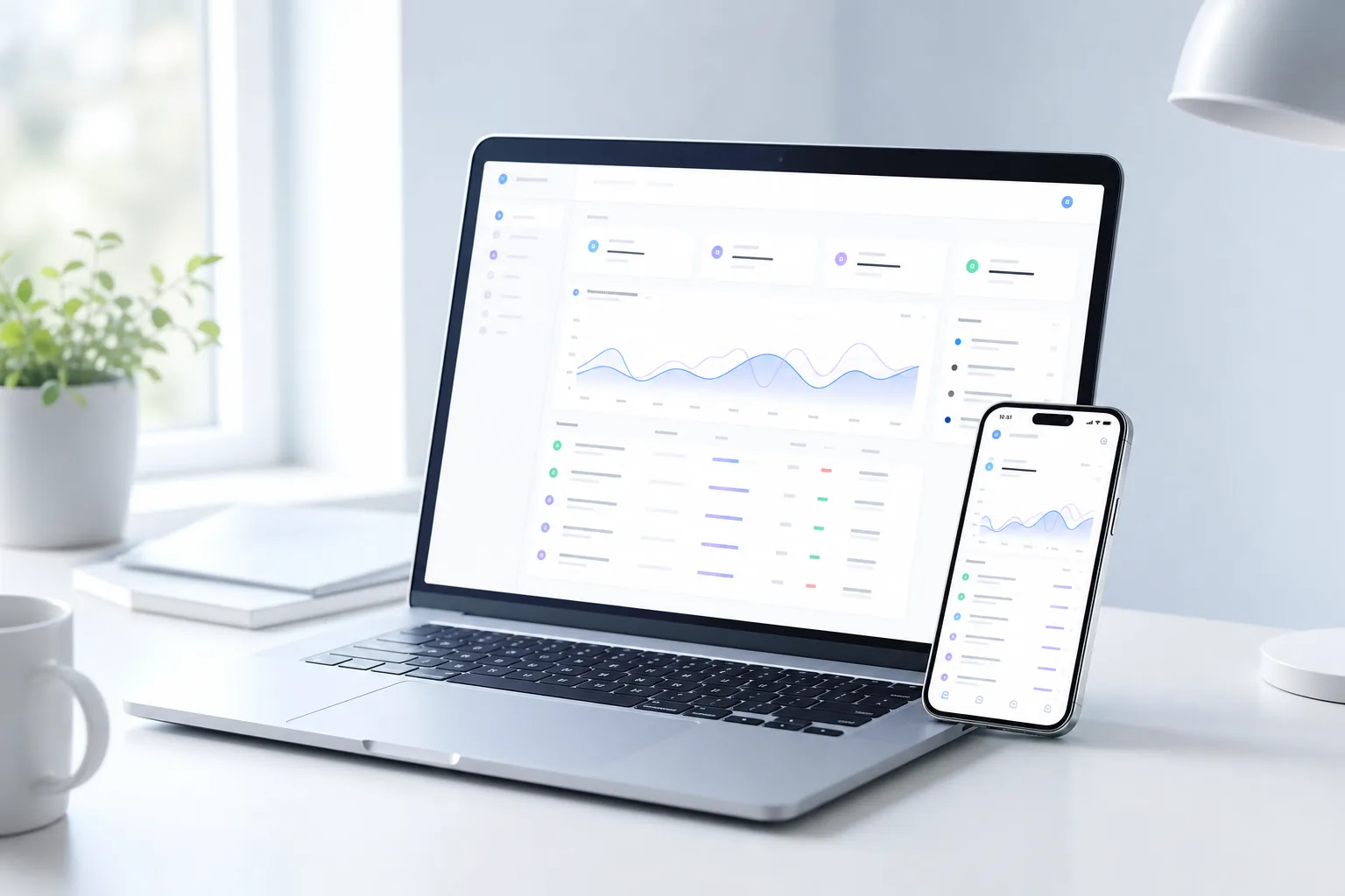 Clash client control panel running on a laptop and phone